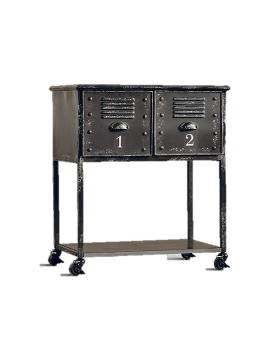 Metallic Chest of Drawers with 2 Drawers Brown 65x43x75cm