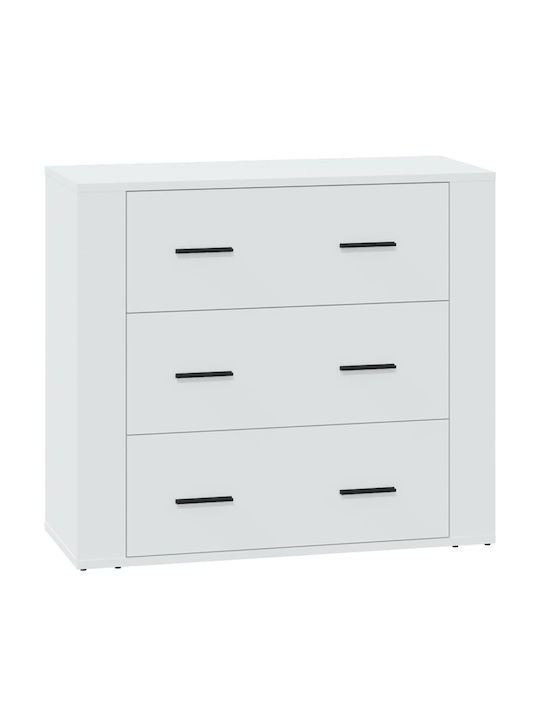 Wooden Chest of Drawers with 3 Drawers White 80x33x70cm
