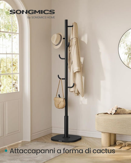 Songmics Cuier Pom Din Lemn Negru 40x40x175.3cm