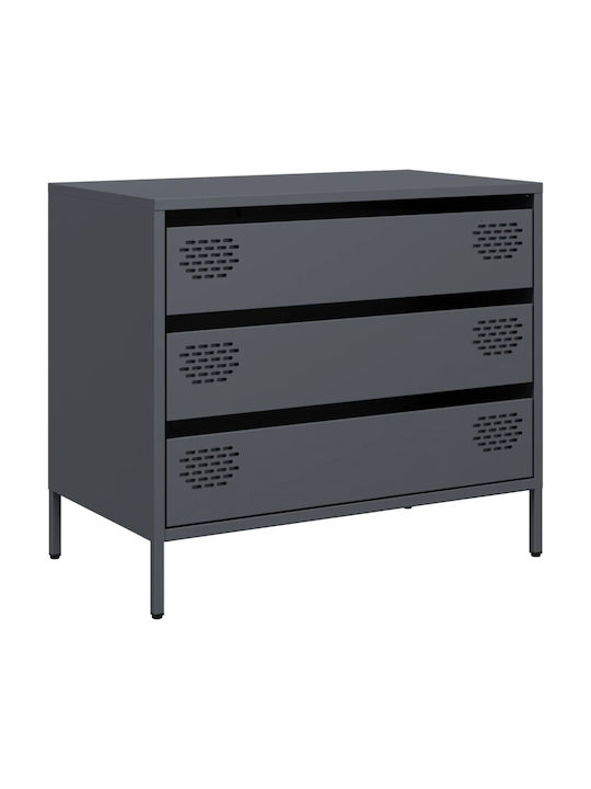 Συρταριέρα Κρεβατοκάμαρας mit 3 Schubladen Anthracite 68x39x58.5cm