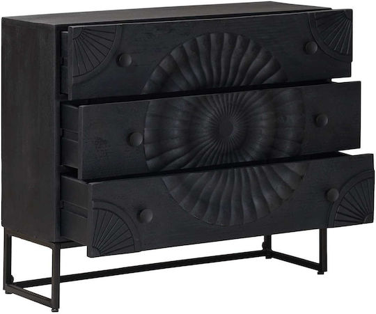 Sideboard Schrank Aus Holz mit Schubladen Schwarz 75x30x65cm