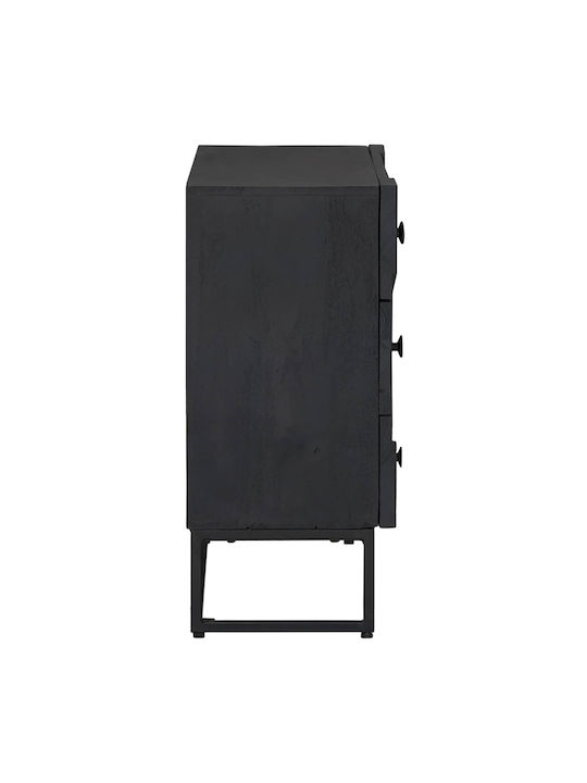 Bufet Dulap Din Lemn cu Sertare Negru 75x30x65cm