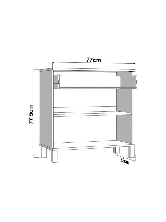 Sideboard 2k1f2v Wooden with Drawers White 77x35x78cm