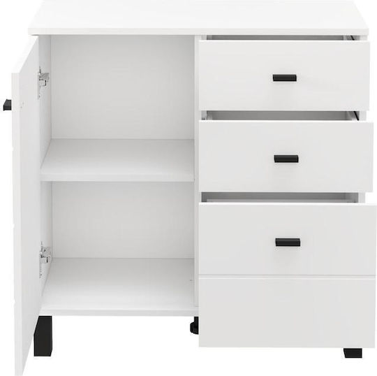 Μπουφές Ξύλινος με Συρτάρια Λευκό 77x35x78cm