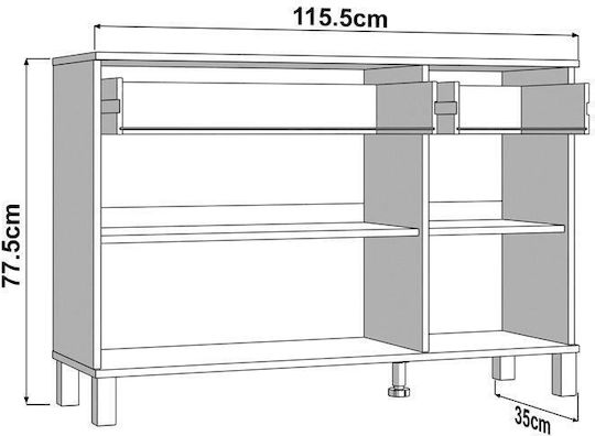 Fylliana Sideboard Aus Holz Mit Schubladen Weiß 116x35x78cm