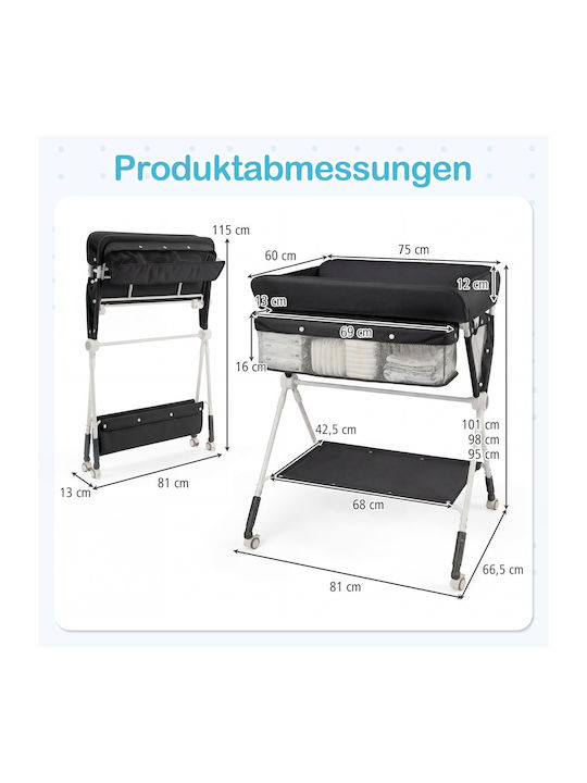 Baby Wickelkommode Möbel Schwarz 81x66.5x95cm