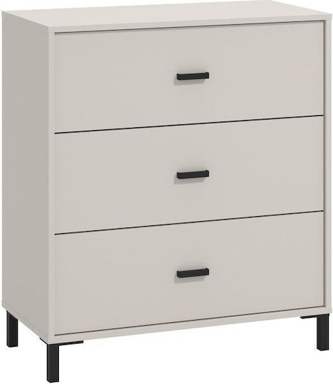 Συρταριέρα Κρεβατοκάμαρας Ξύλινη SALONA 80 3F Cashmere 80x40x90εκ.