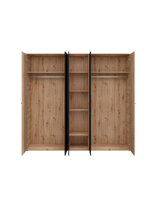 Doppeltür Kleiderschrank Schwarz 228x55x211cm