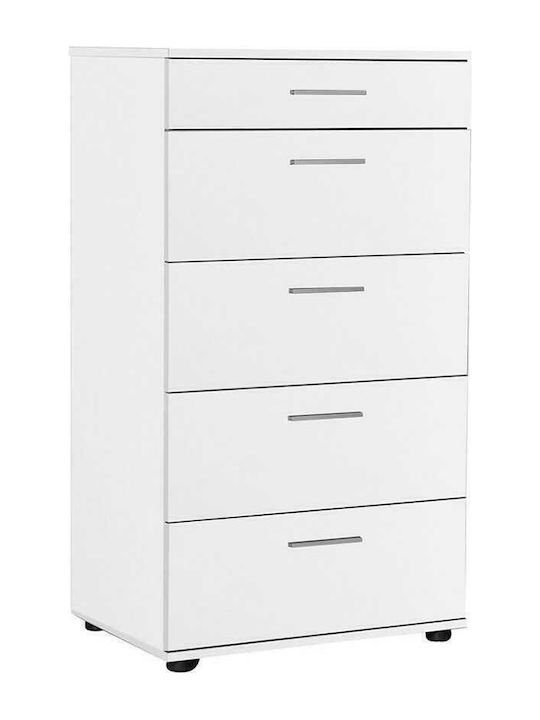 Comodă de Dormitor din Lemn Trendline cu 5 Sertare Albă 60x44x108cm