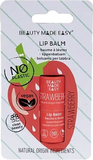 Beauty Made Easy Papierrohr Lippenbalsam Erdbeere 5,5gr