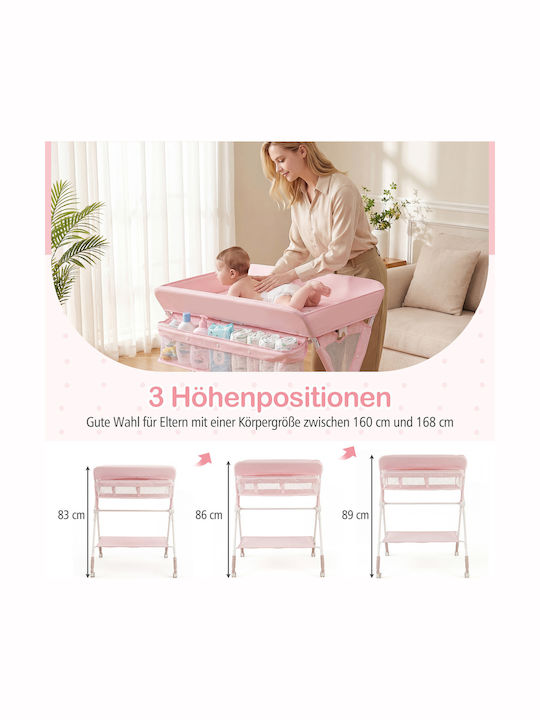Costway Portable Changing Pad Made of Pink Fabric