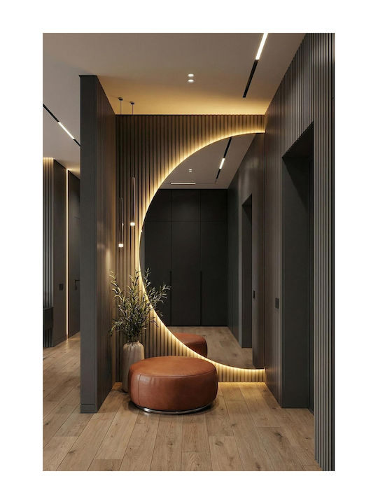 SteweHome Dekorativer Boden- oder Standspiegel Halbmond LED-Beleuchtung Gelber 120x60cm