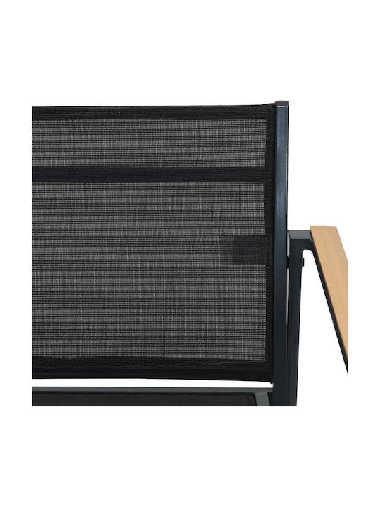 vidaXL Outdoor Chair Metallic Garden Black 2 Pieces 53.5x59x77cm