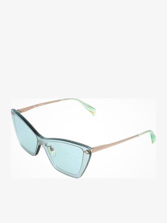 Police Lagoon 2 Damen Sonnenbrille mit Gray Gestell und Türkis Linse SPL936 0I95