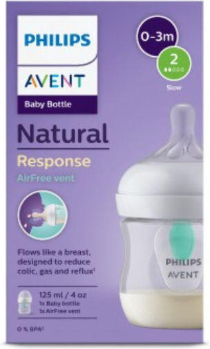 Philips Plastic Baby Bottle Natural Anti-colic with Silicone Teat for 0+ Months Transparent 125ml