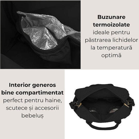 Kidizi Geantă pentru Maternitate de Umăr/De Mână Neagră 30x25x13 cm