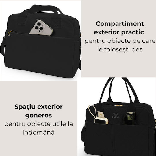 Kidizi Geantă pentru Maternitate de Umăr/De Mână Neagră 30x25x13 cm
