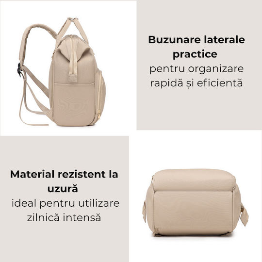 Kidizi Wickeltasche Rucksack Beige 39x25x19cm