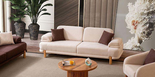 Stewehome Салонен Комплект 3+3+1 Дървени Крака и Текстилна Обшивка 240x90x90см