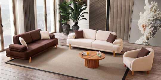 Stewehome Салонен Комплект 3+3+1 Дървени Крака и Текстилна Обшивка 240x90x90см