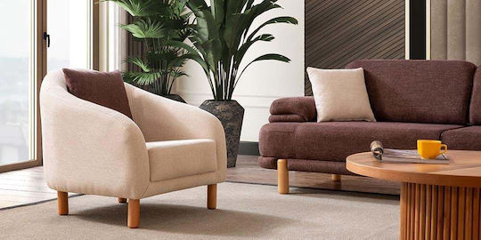Stewehome Салонен Комплект 3+3+1 Дървени Крака и Текстилна Обшивка 240x90x90см