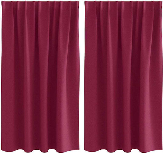 vidaXL Set Perdele Pentru Fereastră Cu Bretele Roșii 140x140cm
