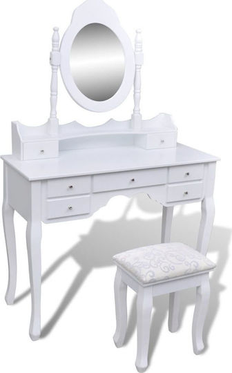 Schminktisch aus Massivholz White mit Spiegel 93x39x74.5cm Schminktisch aus Massivholz White mit Spiegel 93x39x74.5cm