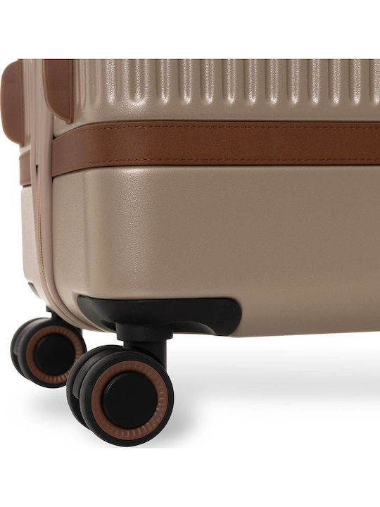 The Chesterfield Brand Large Hard Beige Suitcase With 4 Wheels Height 76cm