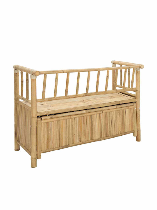 Outdoor-Bank aus Bambus mit Truhe und Kissen 110x47x80cm