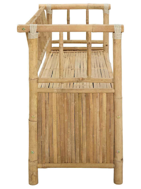 Outdoor-Bank aus Bambus mit Truhe und Kissen 110x47x80cm