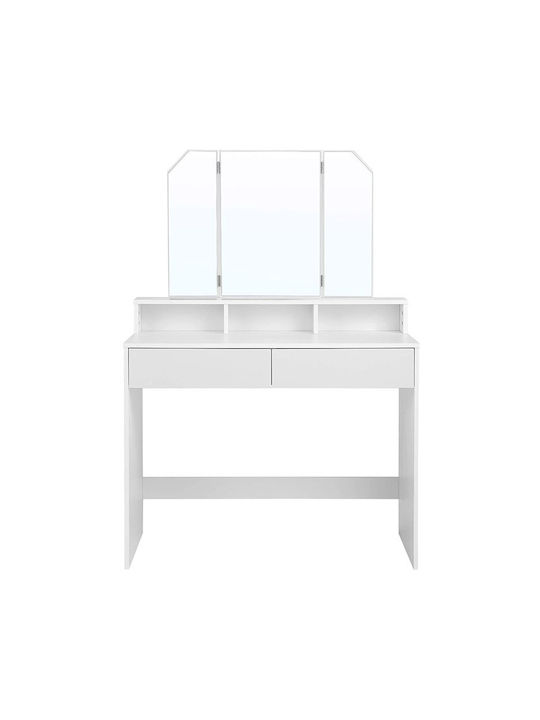 Masă de machiaj Albă cu Oglindă 100x40x142buc