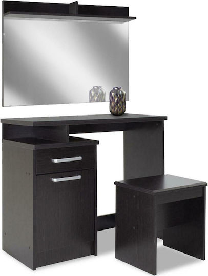 Eckige Schminktisch Kremetakamaras Olympus Holz Wenge mit Spiegel & Hocker 90.5x39.5x75cm