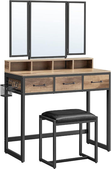 Schminktisch Hölzern Oak Brown/black mit Spiegel 90x40x141cm Schminktisch Hölzern Oak Brown/black mit Spiegel 90x40x141cm