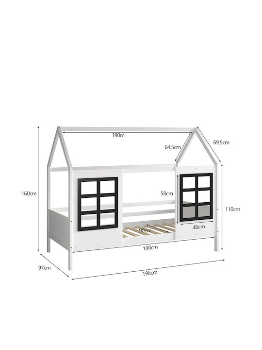 Domer Kids Bed Montessori Bunk Single White for Mattress 90x190cm