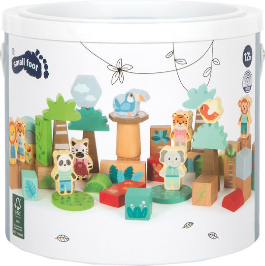 Small Foot Εκπαιδευτικά Τουβλάκια Jungle Friends Ξύλινα για 1+ Έτους 50τμχ