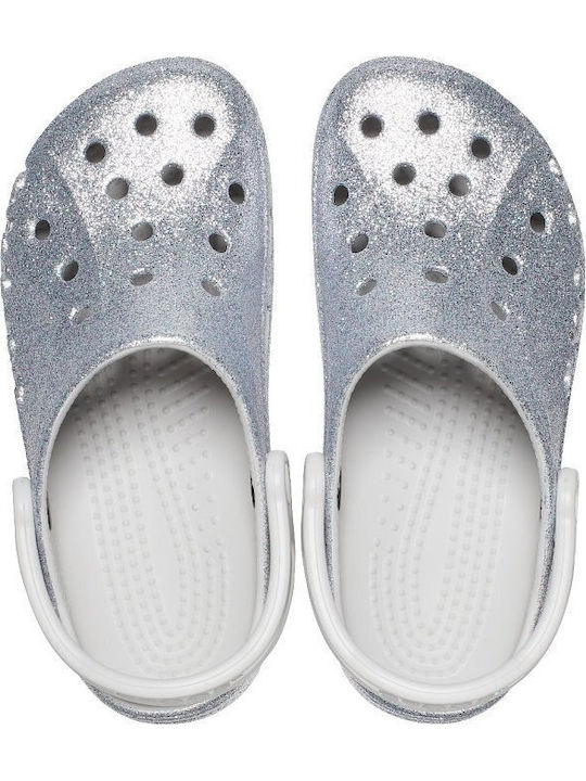 Crocs Baya Glitter Women's Anatomic Silver Clogs