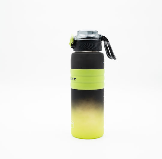 Happy Sticlă de Apă 800ml Ombre Negru-verde Mâner Antiderapant din Silicon Pai și Dozator