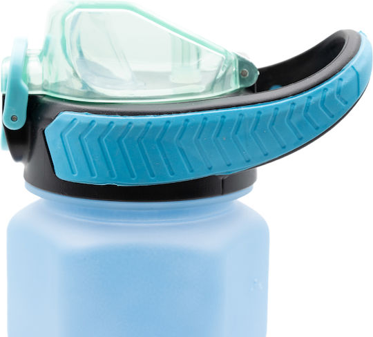 Sports Sticlă de Apă 750ml Ombre Roz-albastru Design Hexagonal Pai din Silicon și Mâner de Transport