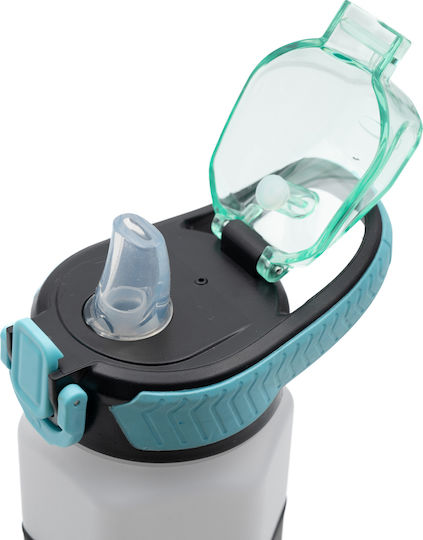 Păgure Sport Apă 750ml Ombre Negru-alb Design Hexagonal Pai Siliconic și Mâner de Transport