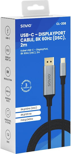 Savio USB 3.2 Video Cable USB-C Male - USB-C PD Black 2m