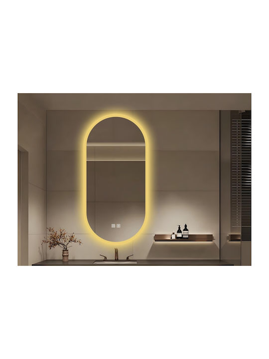 Futura Oglindă de Baie LED Ovală 50x80cm Sablare