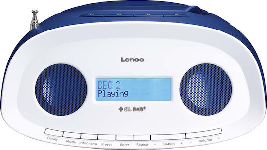 Lenco Portable Boombox Cd Usb Dab+ Fm Radio Lcd Screen White Blue
