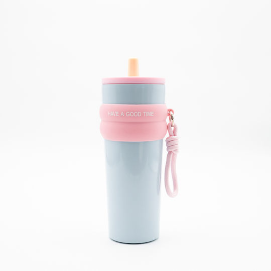 TnS Μπουκάλι Θερμός 800ml Καφέ με Καλαμάκι και Λαβή