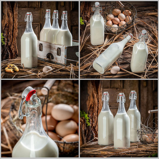 Kadax Μπουκάλι Νερού Γυάλινο με Κλιπ Διάφανο 1000ml 3 Τεμάχια Kadax Μπουκάλι Νερού Γυάλινο με Κλιπ Διάφανο 1000ml 3 Τεμάχια