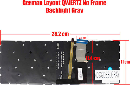 Немска Клавиатура За Лаптоп Lenovo V130-14ikb 81hq 81b0 V330-14arr 81b1 V330-14isk 81ay V130-14igm 81hm 5cb0r34942 Sn20m61690 Lcm16h3 Pk131ym1b19 De Без Рамка С Подсветка Сива Код 40932deblgray