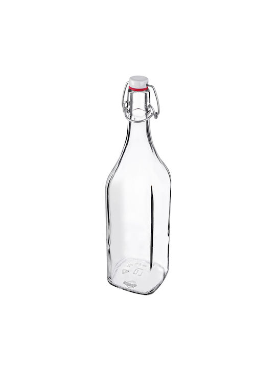 Kadax Μπουκάλι Νερού Γυάλινο με Κλιπ Διάφανο 1000ml 3 Τεμάχια