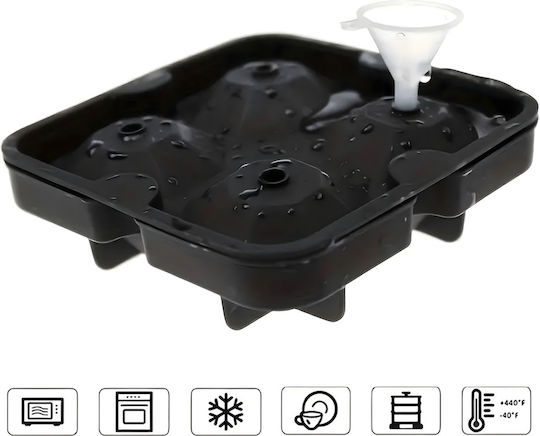 Ice Cube Mold Silicone 4 Slots with Lid Black ZN1RCK3QWS1780