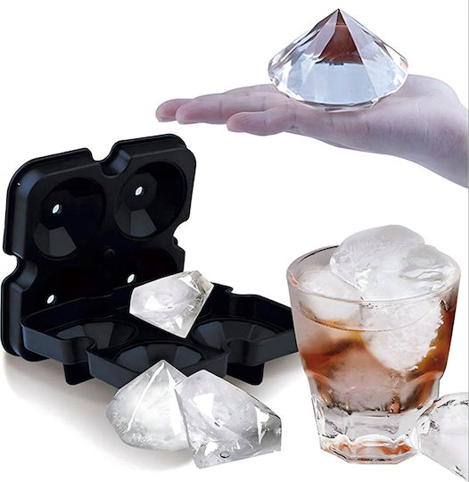 Ice Cube Mold Silicone 4 Slots with Lid Black ZN1RCK3QWS1780