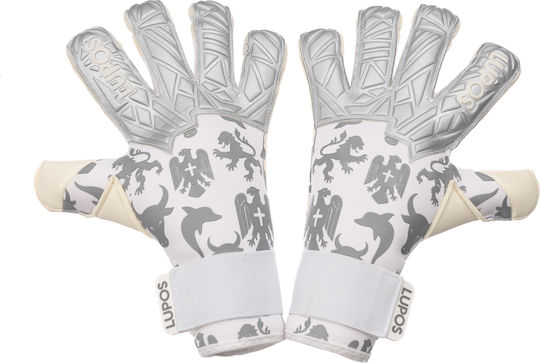 Lupos Helix One Pro Mănuși de Portar — Latex German Contact — Croială Hibridă — alb/argintiu