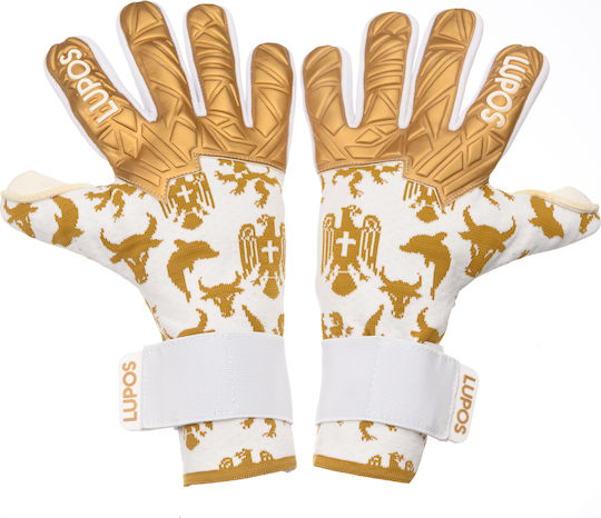 Lupos Nx Pro Mănuși De Portar — Latex German Contact — Croială Hibridă — alb/auriu
